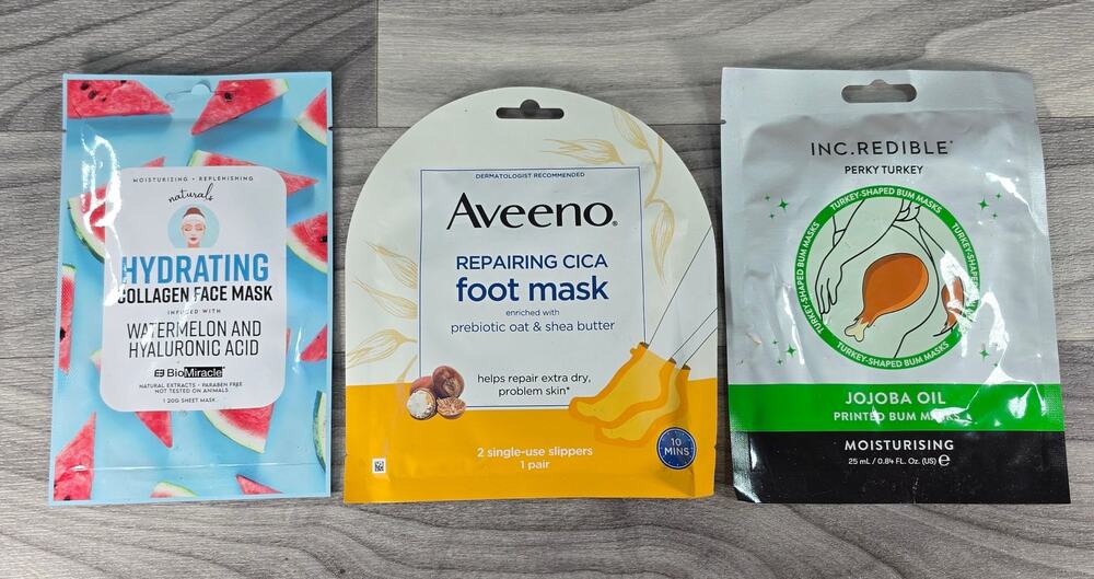 Sheet Mask Lot Aveeno Foot Cica Mask INC Redible Bum Mask BioMiracle Face 3 Pc